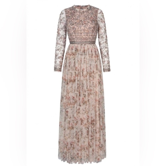 Brand New Needle & Thread Andromeda Garland Long Sleeve Gown - Picture 2 of 5